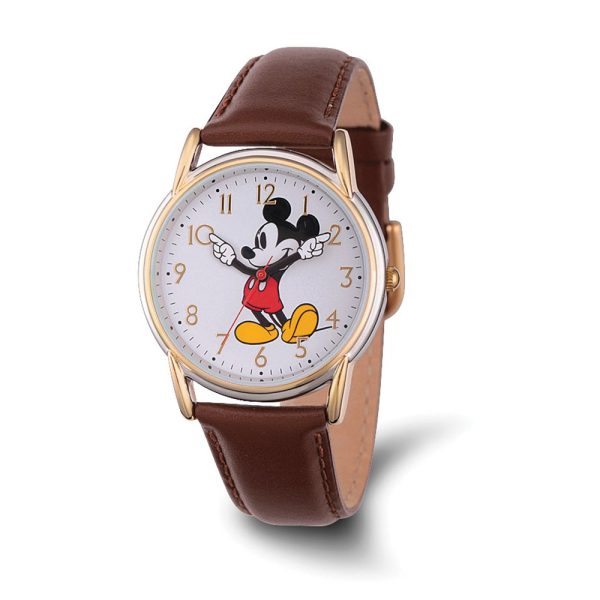 Disney Adult Size Brown Strap Mickey Mouse w/Moving Arms Watch