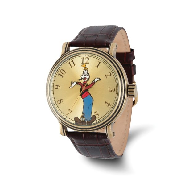 Disney Adult Size Goofy w/Moving Arms Antique Gold-tone Watch