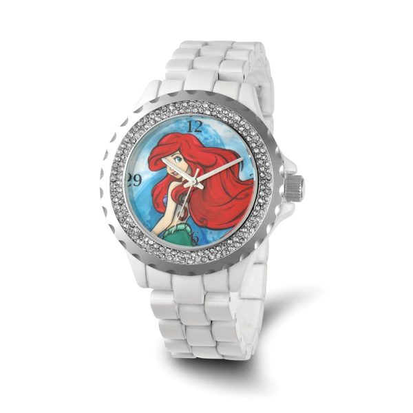 Disney Ladies Ariel White Bracelet Crystal Bezel Blue Dial 41mm Watch