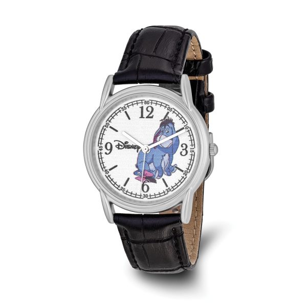 Disney Ladies Size Black Leather Strap Eeyore Watch