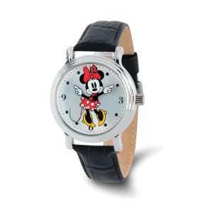 Disney Ladies Size Black Strap Minnie Mouse Moving Arms 38mm Watch