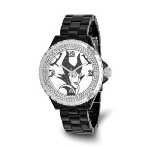 Disney Ladies Size Maleficent Crystal Black Watch