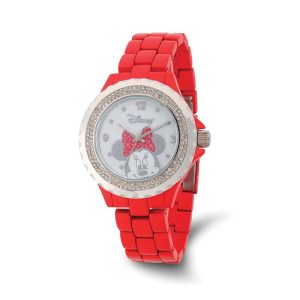 Disney Ladies Size Minnie Mouse Bow Red Band Watch