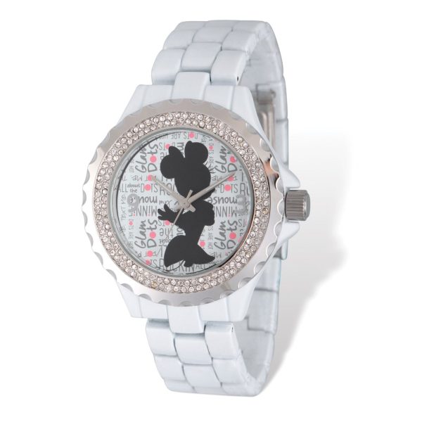 Disney Ladies Size Minnie Mouse White Band Watch