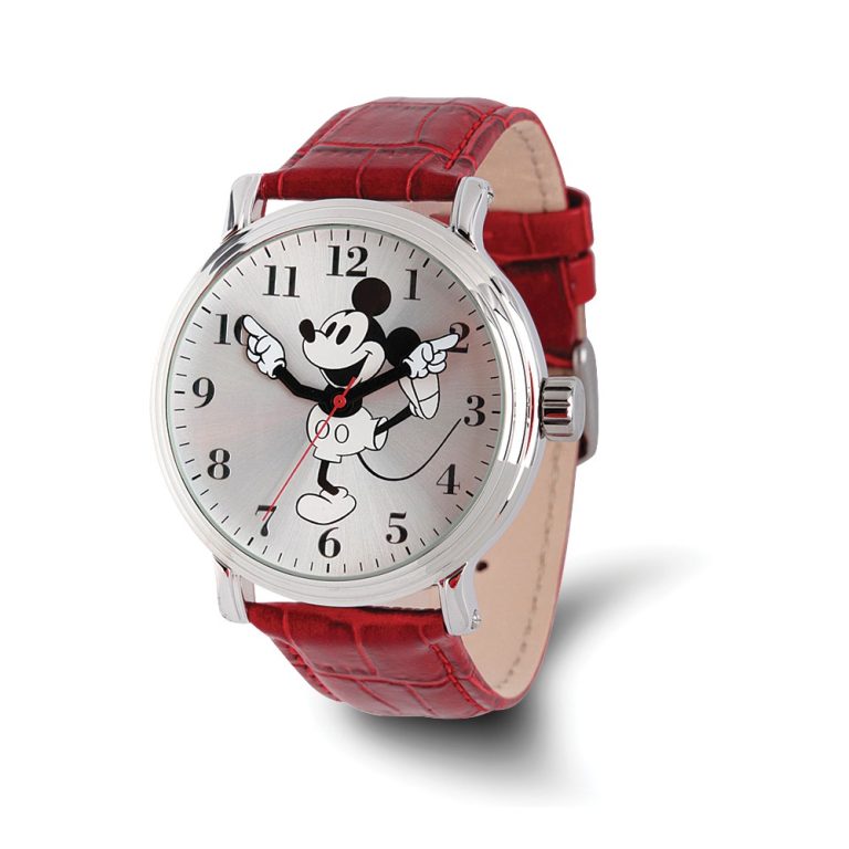 Disney Ladies Size Red Strap Mickey Mouse w/Moving Arms 44mm Watch