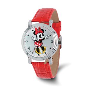 Disney Ladies Size Red Strap Minnie Mouse w/Moving Arms 38mm Watch