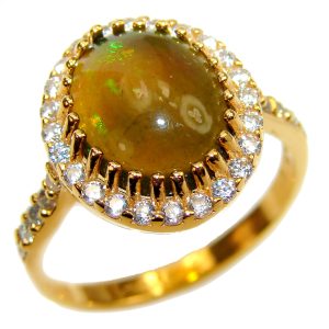 EVOLUTIONARY BEAUTY Genuine 11.5 carat Ethiopian Opal 18K Gold over.925 Sterling Silver handmade Ring size 6