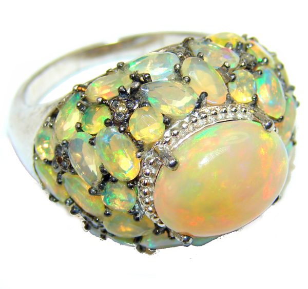 EVOLUTIONARY BEAUTY Genuine 18.5 carat Ethiopian Opal .925 Sterling Silver handmade Ring size 9