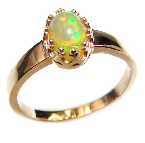 EVOLUTIONARY BEAUTY Genuine 3.5 carat Ethiopian Opal 14K Gold over.925 Sterling Silver handmade Ring size 6