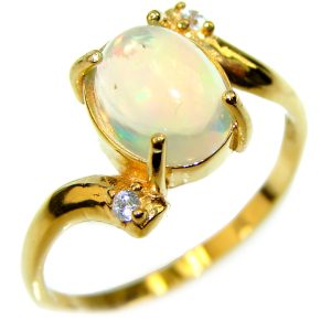 EVOLUTIONARY BEAUTY Genuine 7.5 carat Ethiopian Opal 18K Gold over.925 Sterling Silver handmade Ring size 8