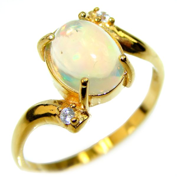 EVOLUTIONARY BEAUTY Genuine 7.5 carat Ethiopian Opal 18K Gold over.925 Sterling Silver handmade Ring size 8