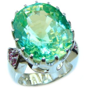 Earth Treasure Green Amethyst .925 Sterling Silver handcrafted ring size 7 1/4