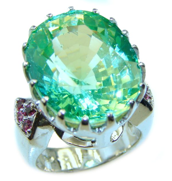 Earth Treasure Green Amethyst .925 Sterling Silver handcrafted ring size 7 1/4