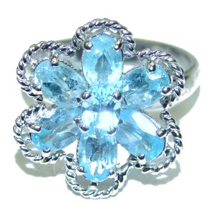 Electric Blue Swiss Blue Topaz .925 Sterling Silver handmade Ring size 7