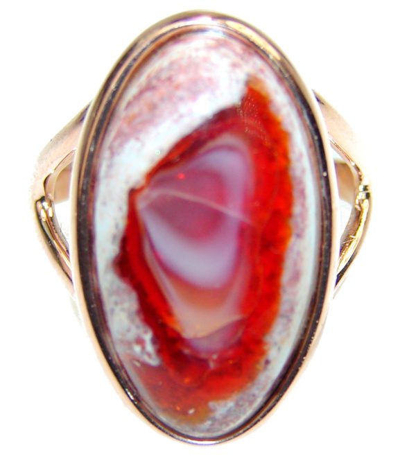 Excellent quality Mexican Opal 14K Rose Gold .925 Sterling Silver handcrafted Ring size 7