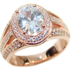 Exceptional Morganite 14K Rose Gold over .925 Sterling Silver handcrafted ring s. 7 1/4