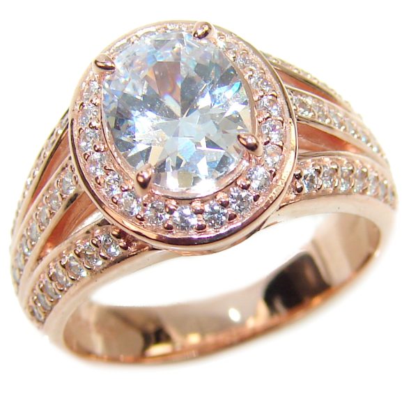 Exceptional Morganite 14K Rose Gold over .925 Sterling Silver handcrafted ring s. 7 1/4