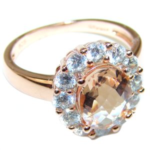 Exceptional Morganite 14K Rose Gold over .925 Sterling Silver handcrafted ring s. 9