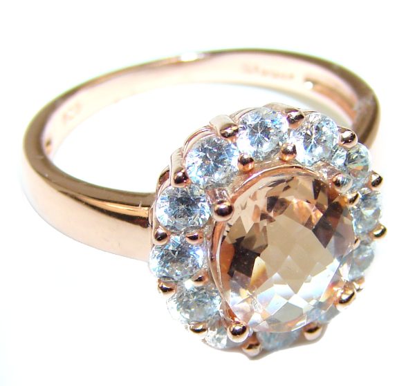 Exceptional Morganite 14K Rose Gold over .925 Sterling Silver handcrafted ring s. 9