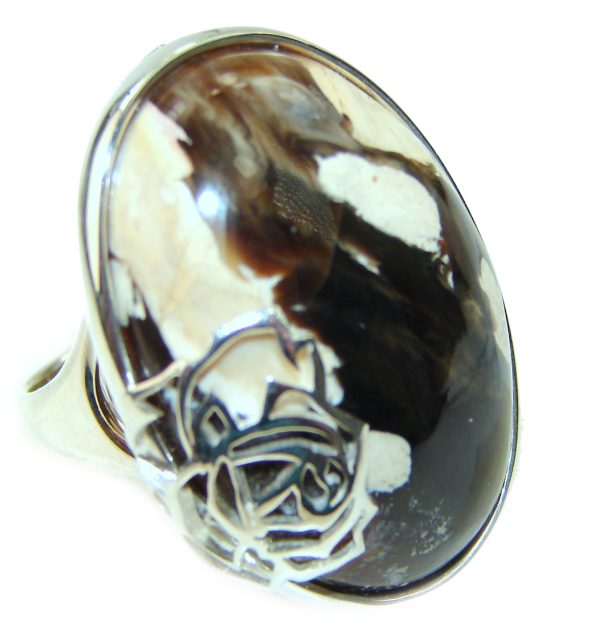 Exotic Petrified Palm Wood .925 Sterling Silver Ring size 7