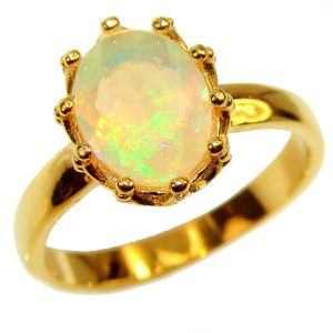 FRUITY REBEL 4.5 carat Ethiopian Opal 18k yellow Gold over .925 Sterling Silver handcrafted ring size 7