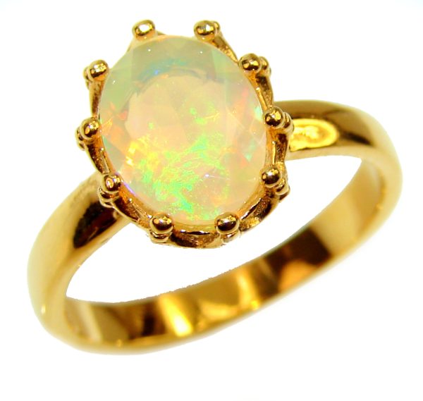 FRUITY REBEL 4.5 carat Ethiopian Opal 18k yellow Gold over .925 Sterling Silver handcrafted ring size 7