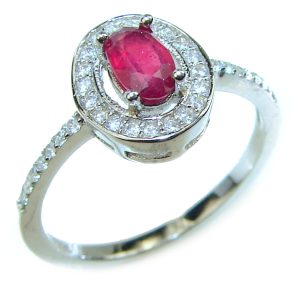 Fancy Authentic Ruby .925 Sterling Silver Ring size 7 1/2