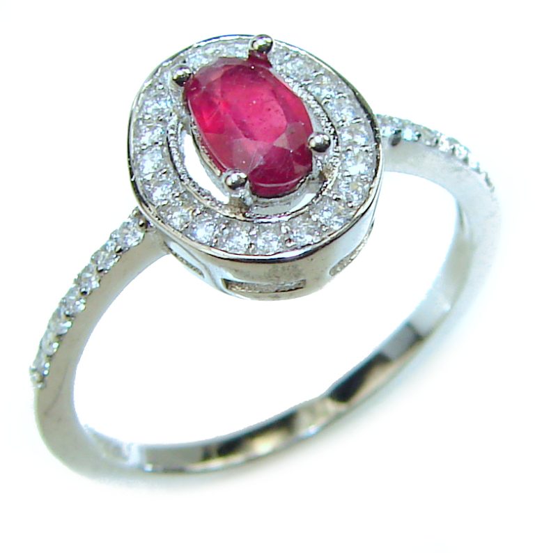 Fancy Authentic Ruby .925 Sterling Silver Ring size 7 1/2