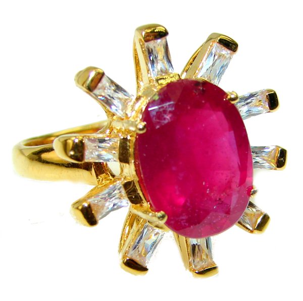 Fancy Authentic Ruby 14K Golden over .925 Sterling Silver Ring size 8