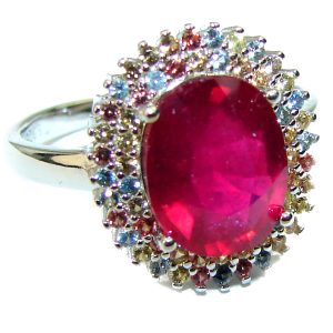 Fancy Authentic Ruby Sapphire .925 Sterling Silver Ring size 7