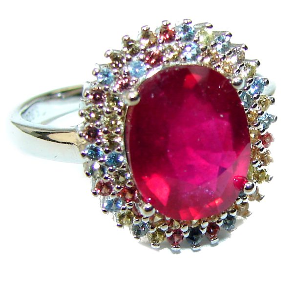 Fancy Authentic Ruby Sapphire .925 Sterling Silver Ring size 7