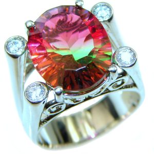 Fancy Tourmaline .925 Sterling Silver handmade Ring s. 7 3/4