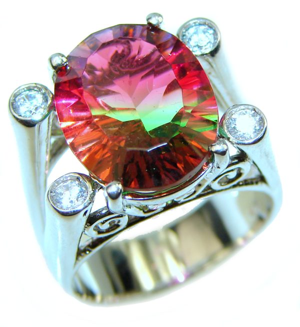 Fancy Tourmaline .925 Sterling Silver handmade Ring s. 7 3/4