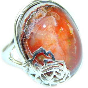 Finest quality Mexican Opal .925 Sterling Silver handcrafted Ring size 7