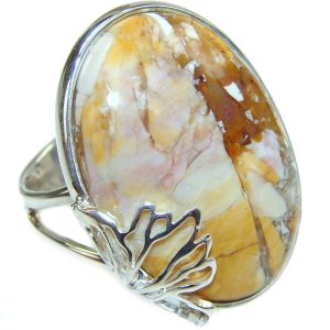 Flawless Australian Bracciated Mookaite .925 Sterling Silver Ring size 7 adjustable