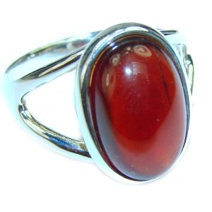 Genuine 10.2ct Hessonite Garnet .925 Sterling Silver handmade Ring size 8