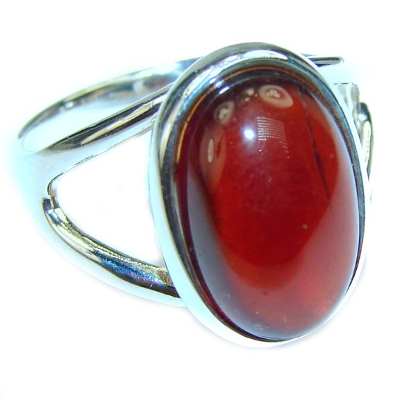 Genuine 10.2ct Hessonite Garnet .925 Sterling Silver handmade Ring size 8