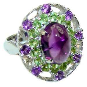 Genuine Amethyst .925 Sterling Silver Handcrafted Ring size 7 3/4