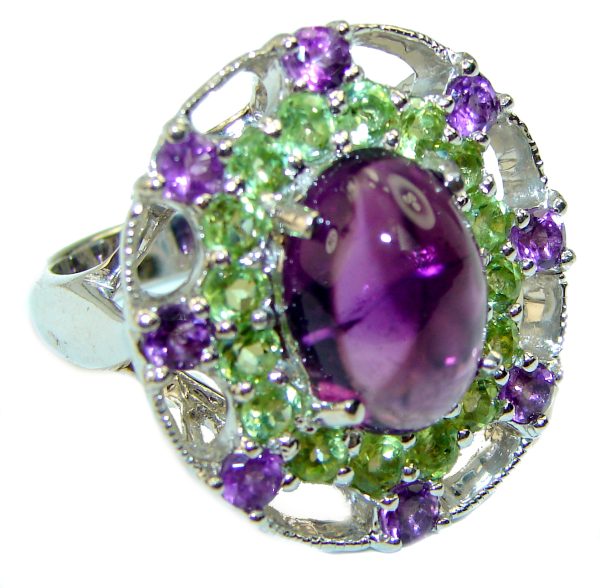 Genuine Amethyst .925 Sterling Silver Handcrafted Ring size 7 3/4