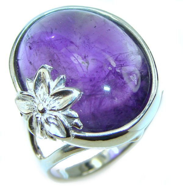 Genuine Amethyst .925 Sterling Silver Handcrafted Ring size 8