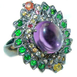 Genuine Amethyst .925 Sterling Silver Handcrafted Ring size 8