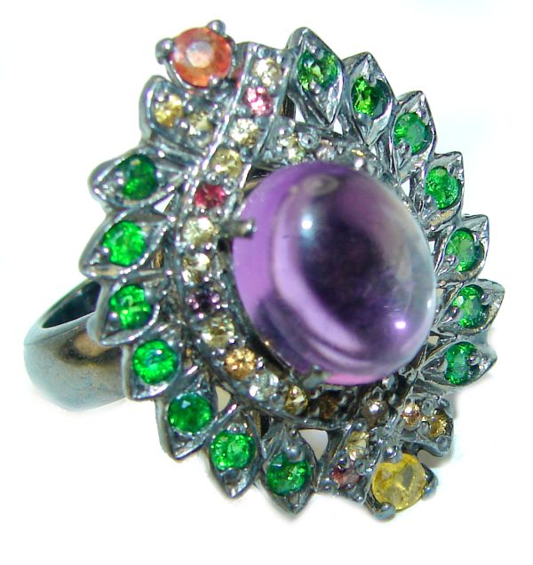 Genuine Amethyst .925 Sterling Silver Handcrafted Ring size 8