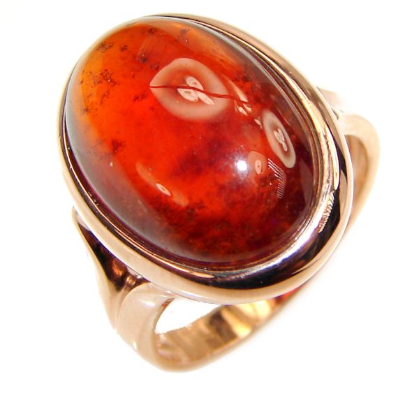 Genuine Garnet 18K Rose Gold over .925 Sterling Silver handmade Cocktail Ring s. 6