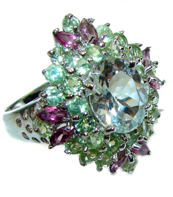 Genuine Green Amethyst .925 Sterling Silver handcrafted ring size 7 1/4