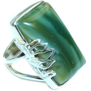 Genuine Imperial Jasper .925 Sterling Silver handcrafted ring s. 7 adjustable