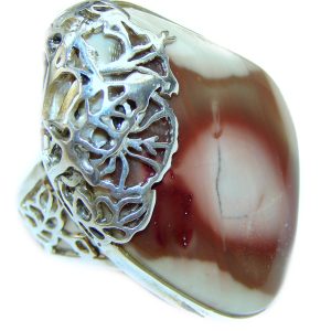 Genuine Imperial Jasper .925 Sterling Silver handcrafted ring s. 8 adjustable