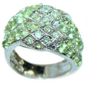 Genuine Peridot .925 Sterling Silver Handcrafted Ring size 8