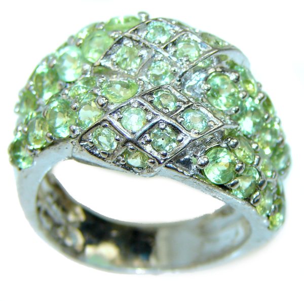 Genuine Peridot .925 Sterling Silver Handcrafted Ring size 8