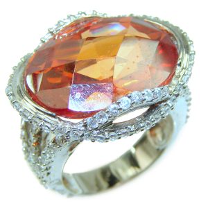 Golden Rose Authentic Golden Topaz .925 Sterling Silver handcrafted Large ring; s. 7 1/4