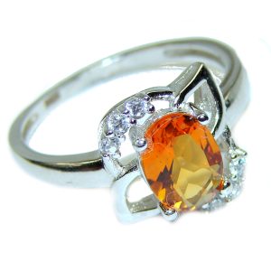 Golden Topaz .925 Sterling Silver handcrafted ring; s. 6 3/4